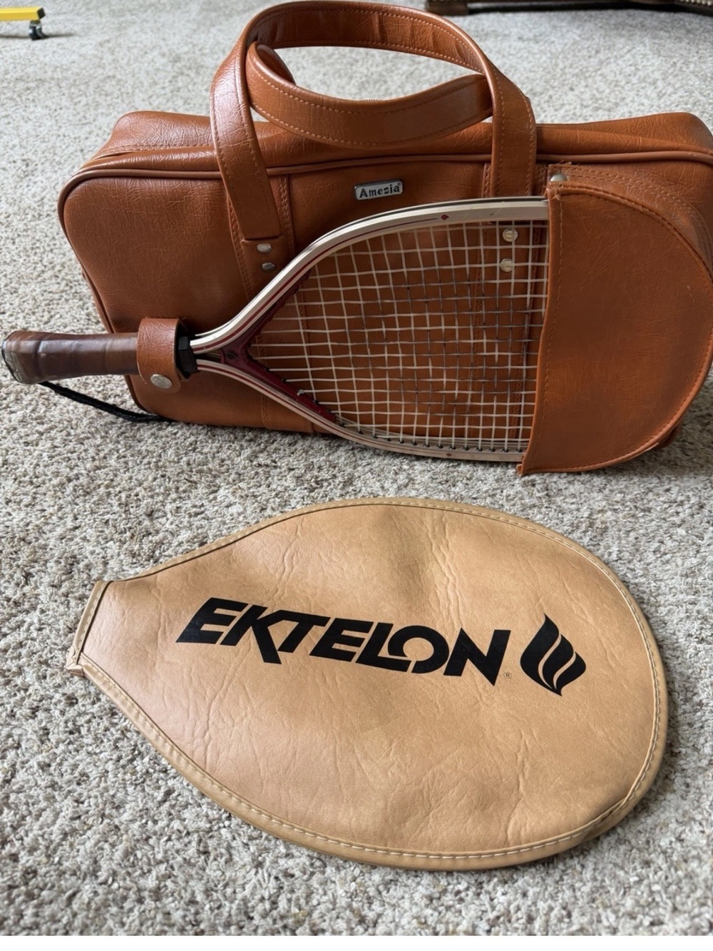 Amelia Tan Leather Tennis Racket Bag - Classic Tan